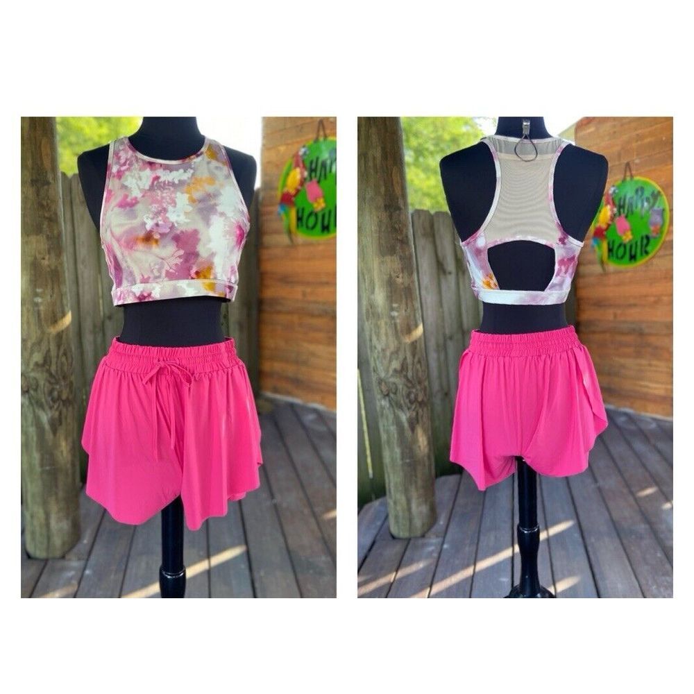 Whiteroom + Cactus Womens Split Butterfly Shorts Medium Pink Biker Short‎ Liner